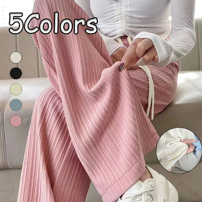 2025 summer bubble milk puff cloud pants women high waist draped narrow straight casual pants cloud puff wide leg pants 250409