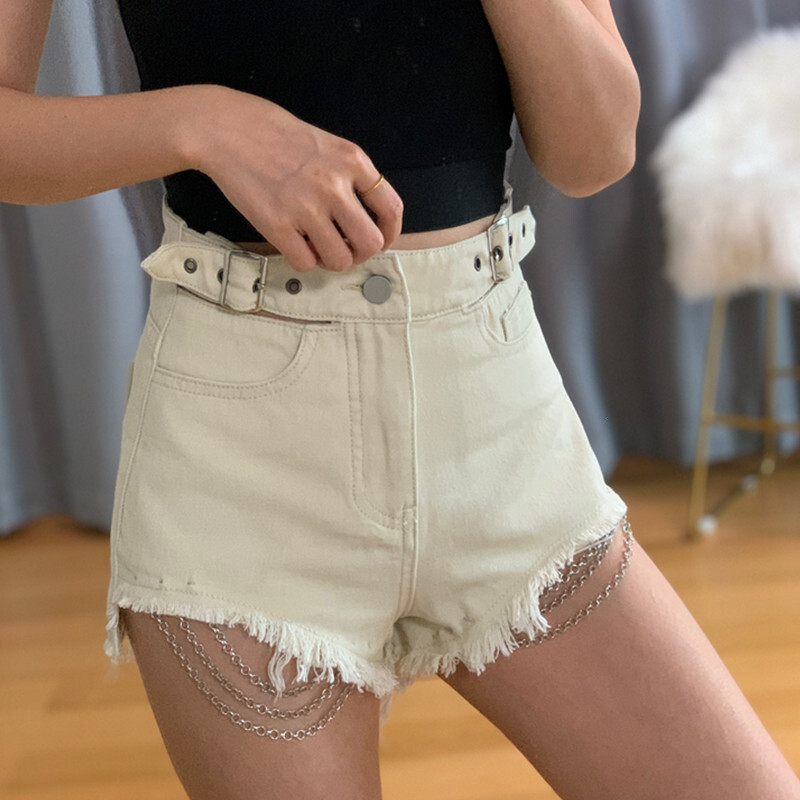 2025S Women s S Designer Shorts Spring/summer Fashion Women s Sexy Fashion Washed Hollow Waist Chain Denim Shorts Hot Pants Beach Pants