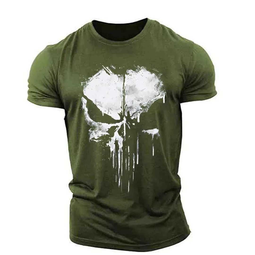 Punishment Skeleton Mens T-shirt Harajuku Street Top Fitness Sweatshirt Elastic Breathable Super Large Mens ClothingXJ250409