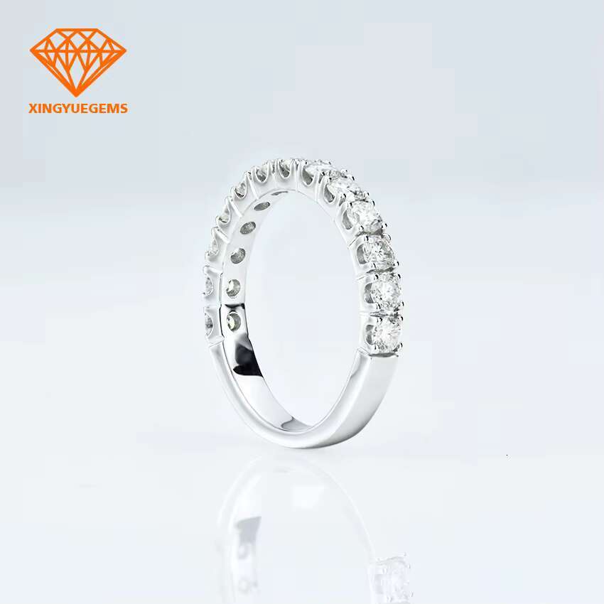 Trendy14/18k White Gold Jewelry Rings High Grade Colorless VVS Moissanite Diamond Wedding Rings
