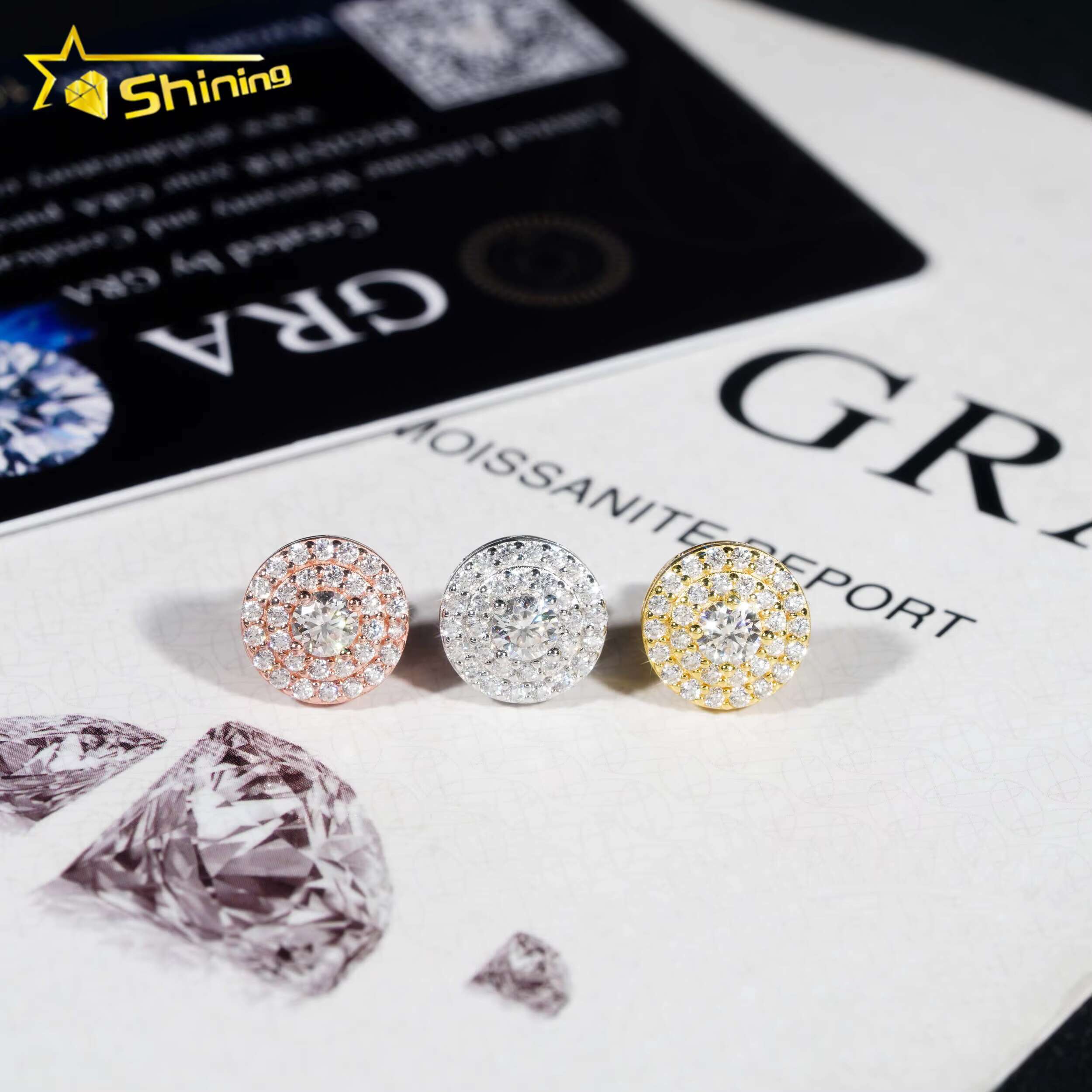 Hot Selling Jewelry Earrings Screw Back Moissanite Diamond Certified 925 Sterling Silver Stud Earrings