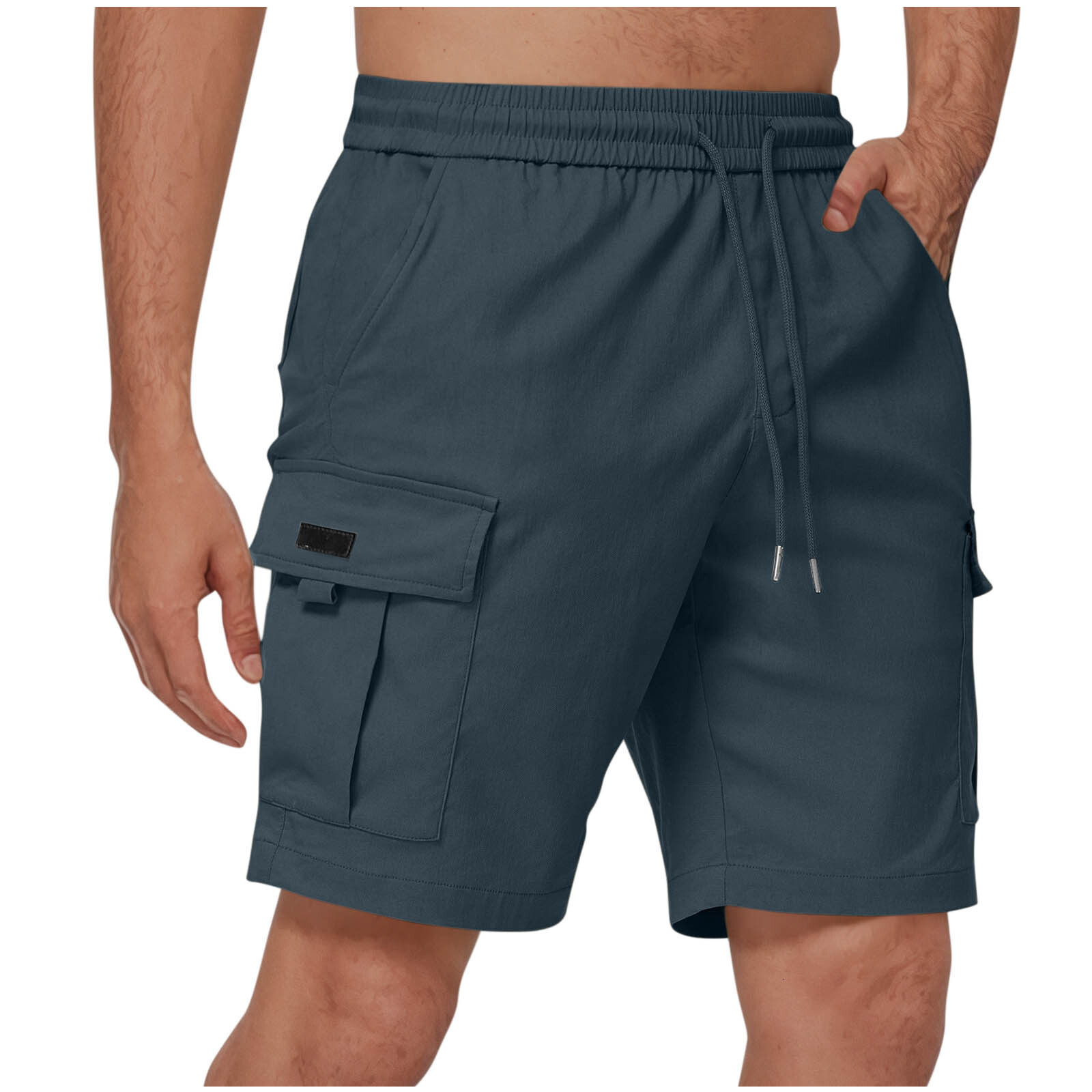 2025 New Designer Men Shorts 2025 Men's Solid Color Drawstring Elastic Waist Multi Pocket Straight Leg Five Quarter Shorts Work Casual Pants