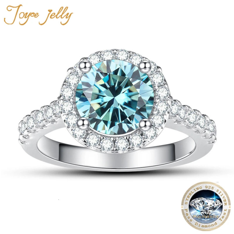 Joyce Jelly Classic Womens 925 Sterling Silver Ring with Genuine 1ct 2ct D Color Round Wedding Jewelry 250325