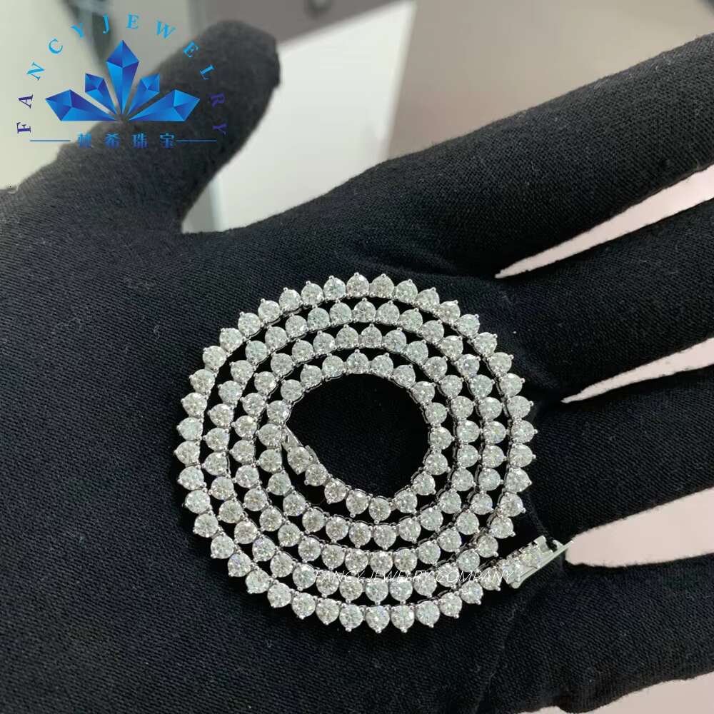 High Quality Graduated 4/5/6.5mm Mounting Bling 3 Claws Moissanite Diamond Tennis Chain for Women