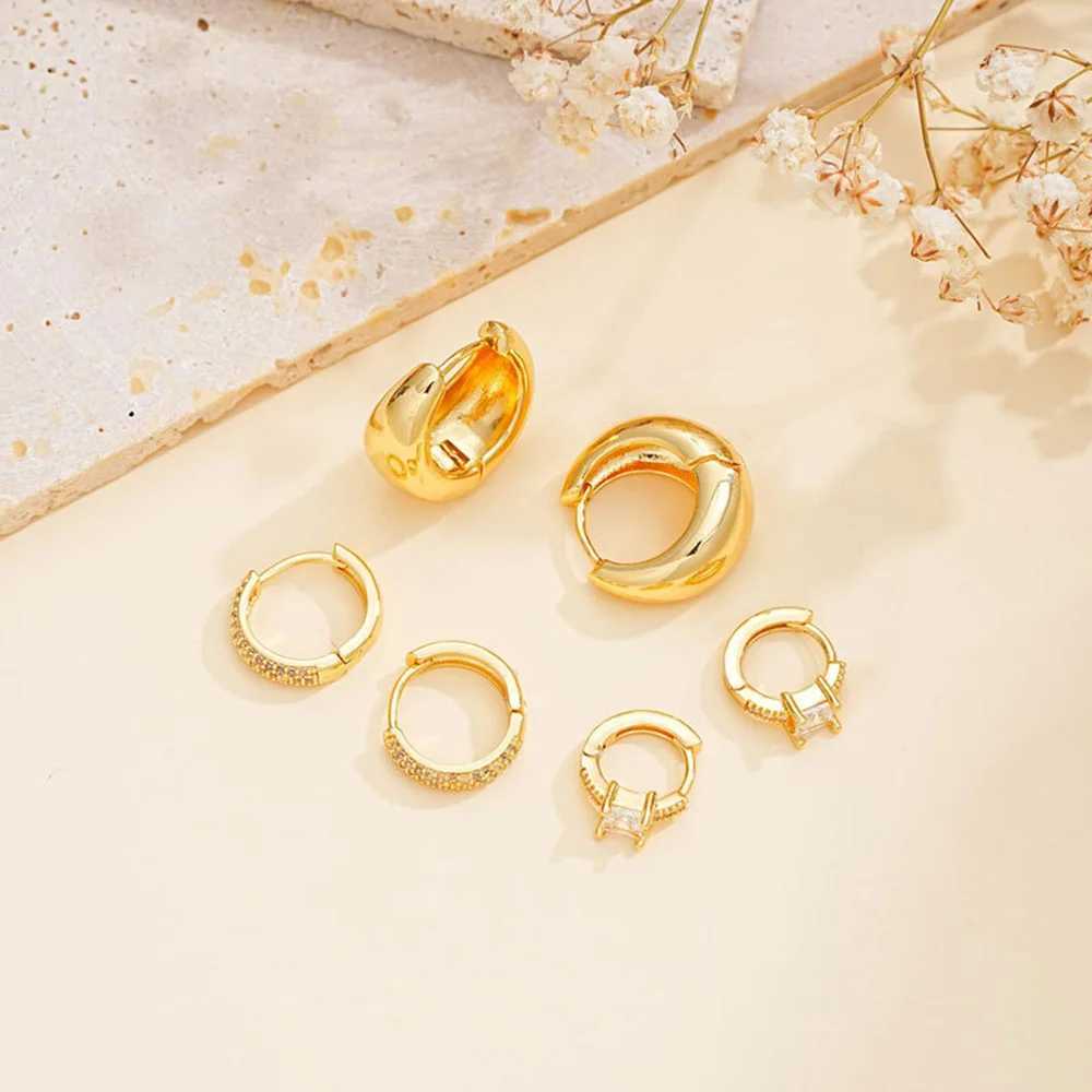3pcs 14K Gold Plated Copper Earrings Hypoallergenic Dainty Gold Hoop Earrings Women Trendy Earring Stacks for Sensitive Ears Z250408