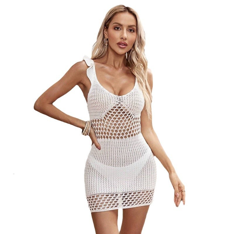 2025 Fashion Slimming Sexy Womens Wear Low cut Sexy Hollow Half Skirt Knitted Set Dress