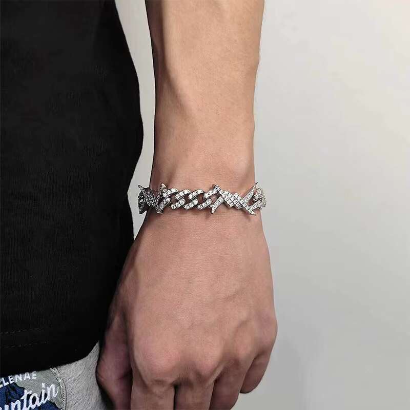 Fashion Silver Cuban Link Chain Bracelet Custom Iced Out Bracelet for Women