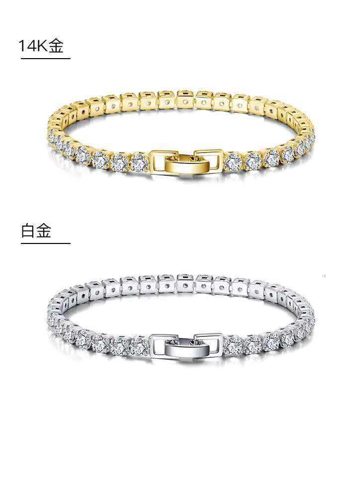 Factory Direct Sales Hip Hop 925 Sterling Silver Zircon Bracelet Diamonds Tennis Chain Bracelet