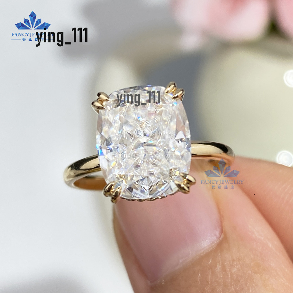 New Arrivals 18K Solid Gold Moissanite Solitaire Diamond Ring 5CT Long Cushion 4CT Emerald Shape Jewelry Engagement Rings