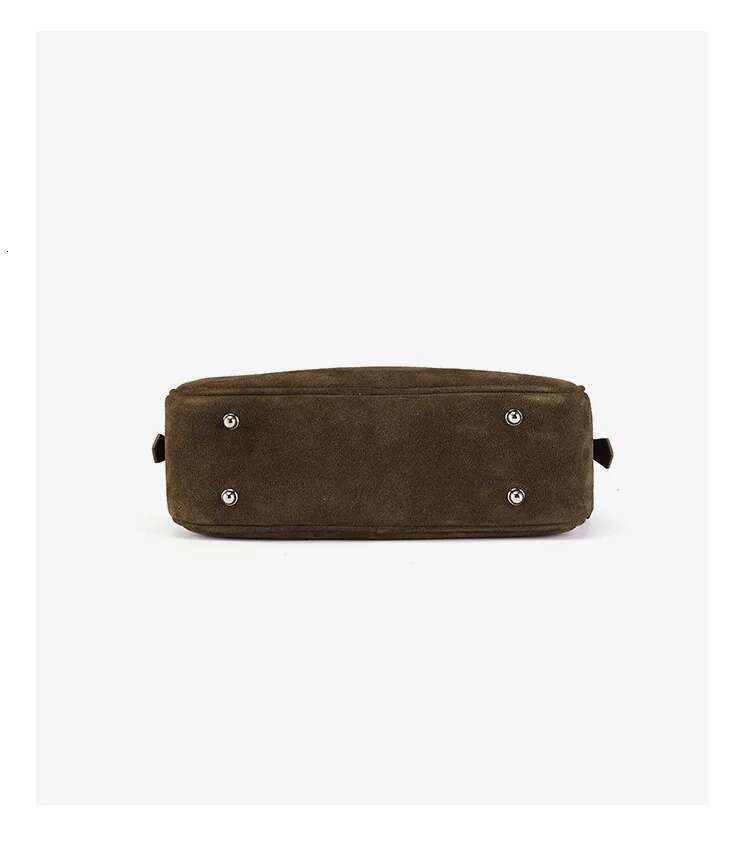 New Matte Coffee Color Sheep Suede Leather Women Boston Tote Workplace Office Female Shoulder Crossbody Bag