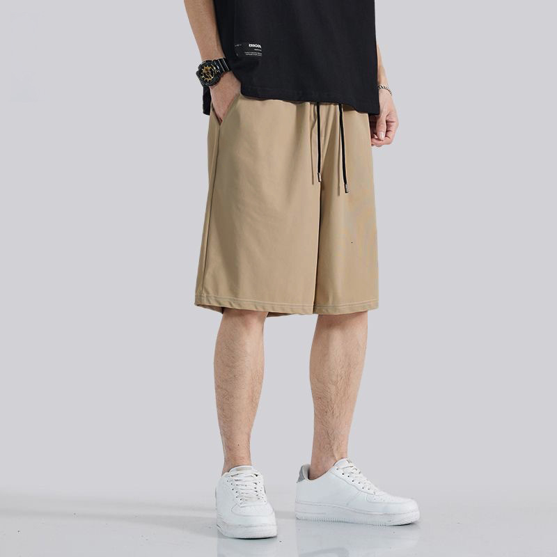 2025 New Designer Men Shorts Casual Summer Thin Sports Length Loose Fat Black Ice Silk Five Quarter Men Pants Shorts