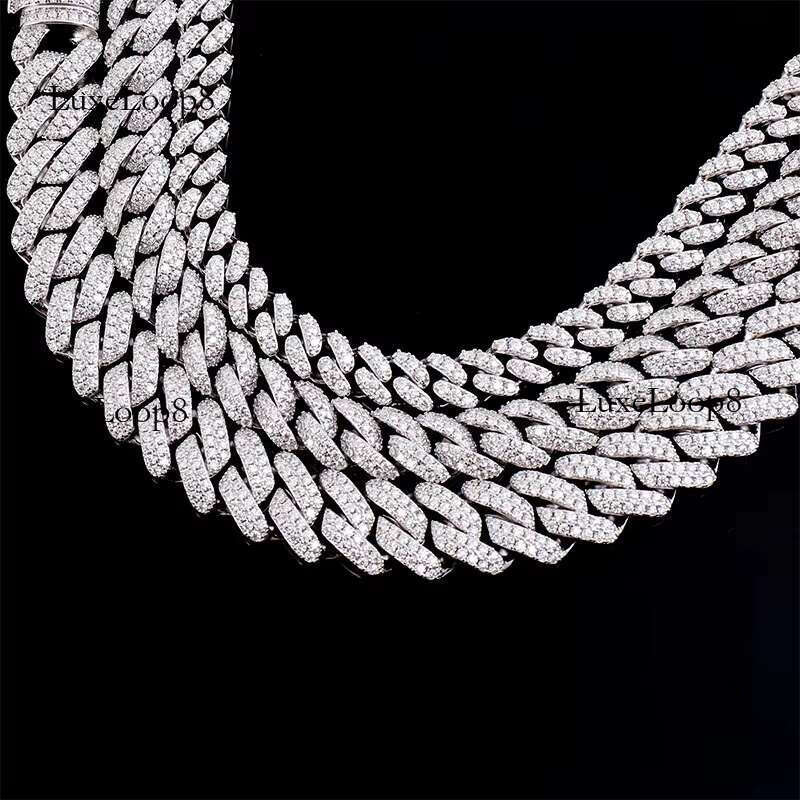 3 Days Ready to Ship 15mm 12mm 10mm 8mm 6mm VVS Moissanite Dia Cuban k Chain Iced Out Sier Men Hip Hop Jewelry