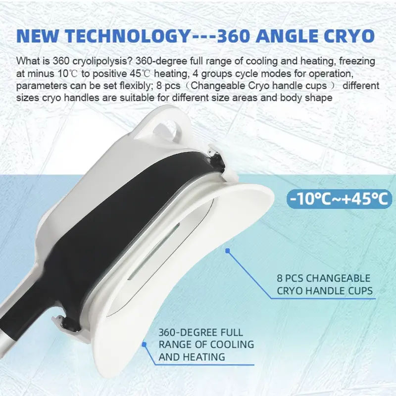 Non-Surgical Cryolipolysis Body Slimming Double Chin Treatment 9 In 1 Cryotherapy Skin Tightening Fat Dissolving Radiofrequency Cavitation Machine