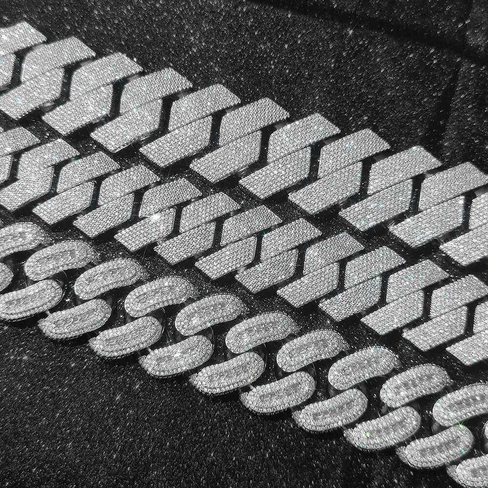 Big Size 30mm Hip Hop Jewelry Iced Out Miami Prong Cuban Chain Rapper Inlay 7 Rows CZ Cuban Link Chain Necklace For Men