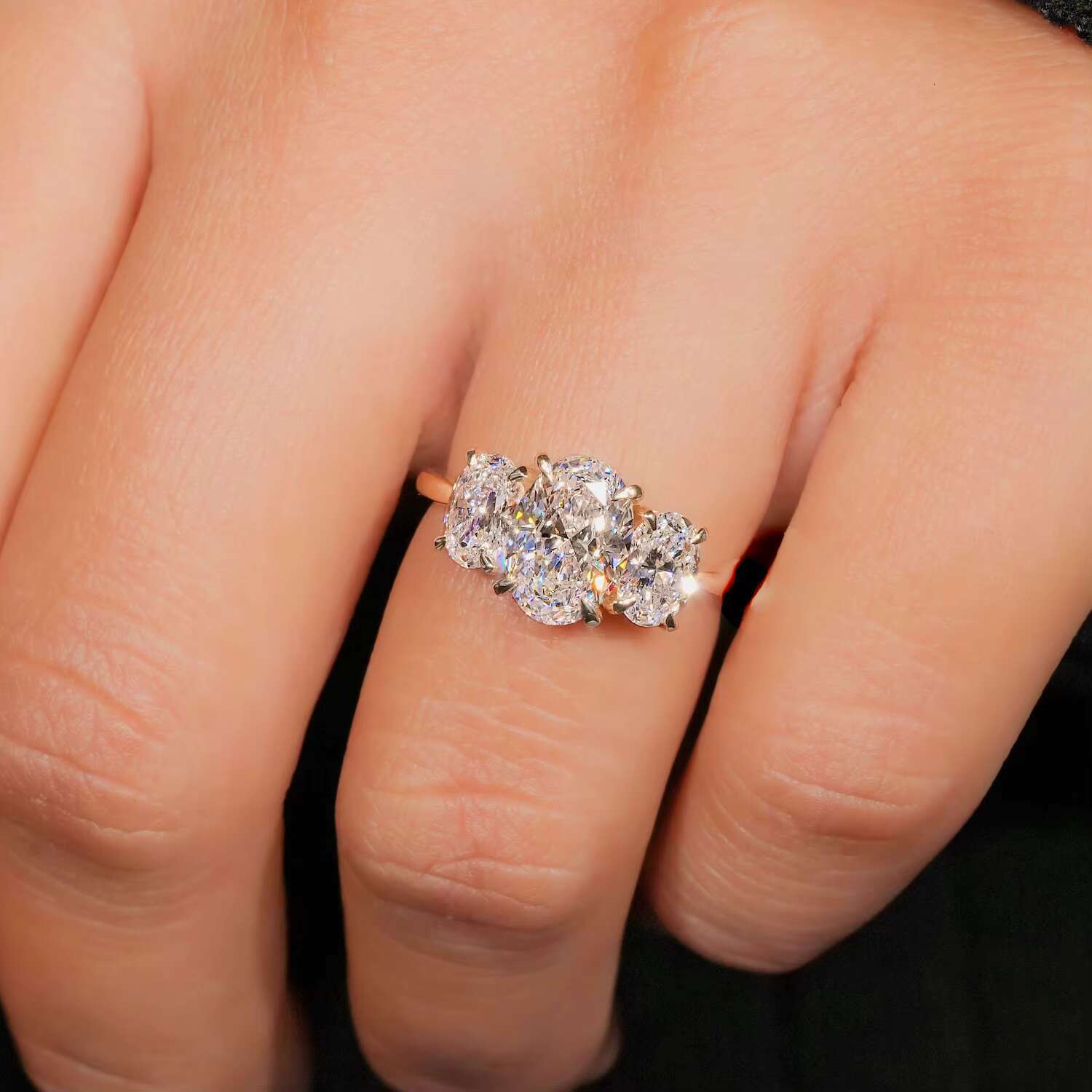 Elisa Jewelry Wholesale Lab Grown Diamond Engagement Wedding Ring Certificate Classic Rhodium 10K 14K 18k Oval Cut for Women