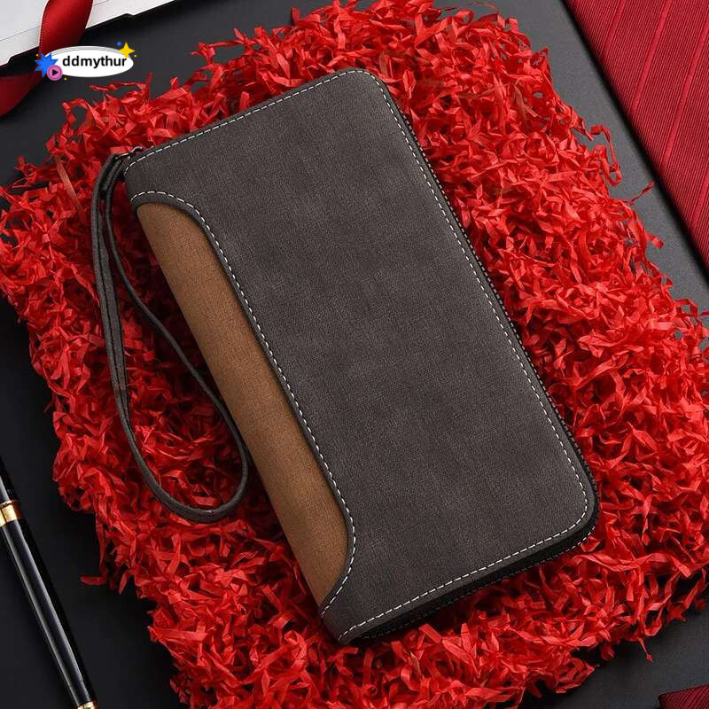Long Men'S Wallet Fashion Multiple Slots Card Holder Designe Business Zipper Mobile Phone Bag Pouch Coin Purse PU Leather ddmythur