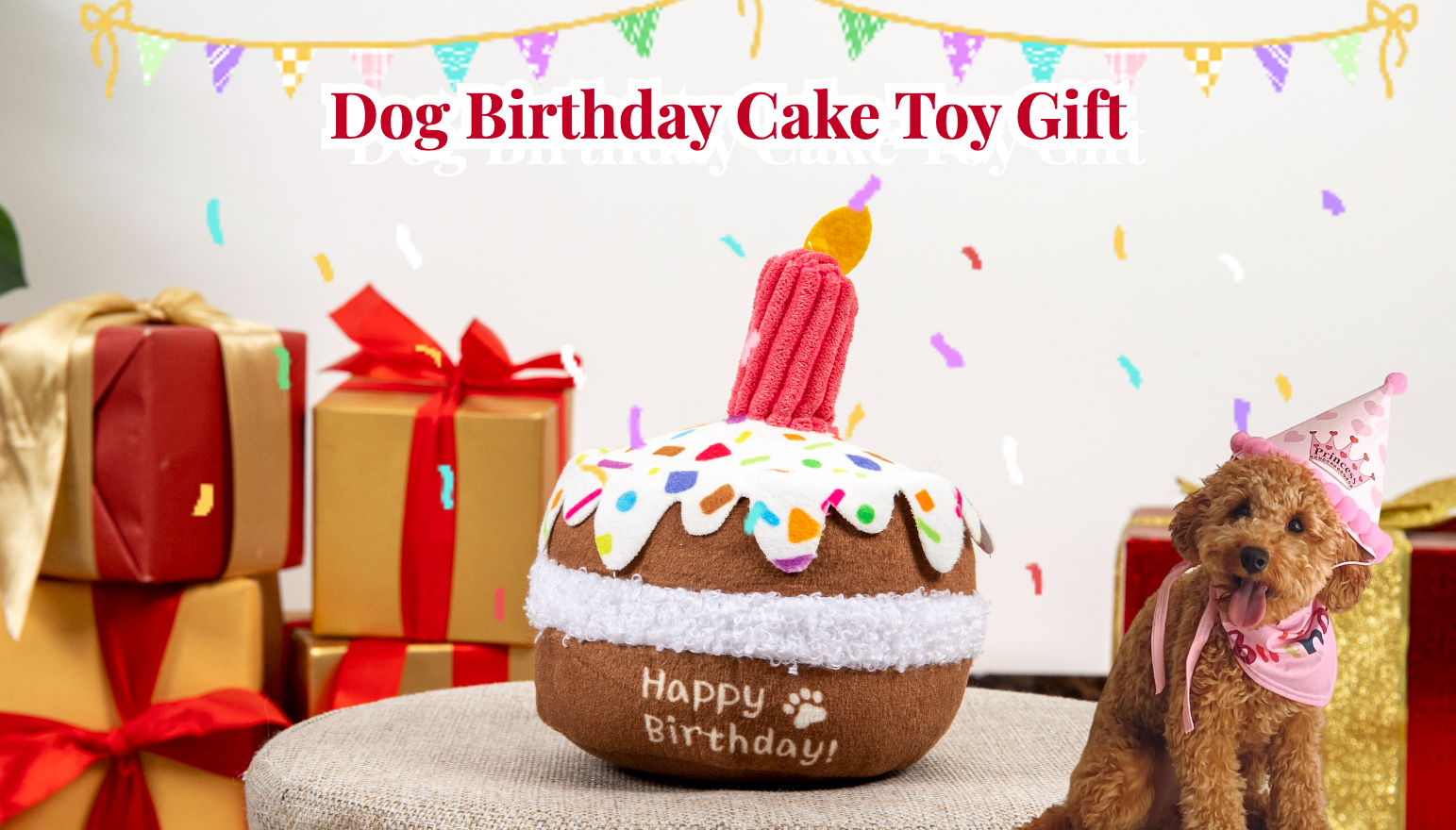 Update Wholesale Dog Toy Pet Birthday Cake Candle Decoration Girl Boy Gifts Squeaky Plush