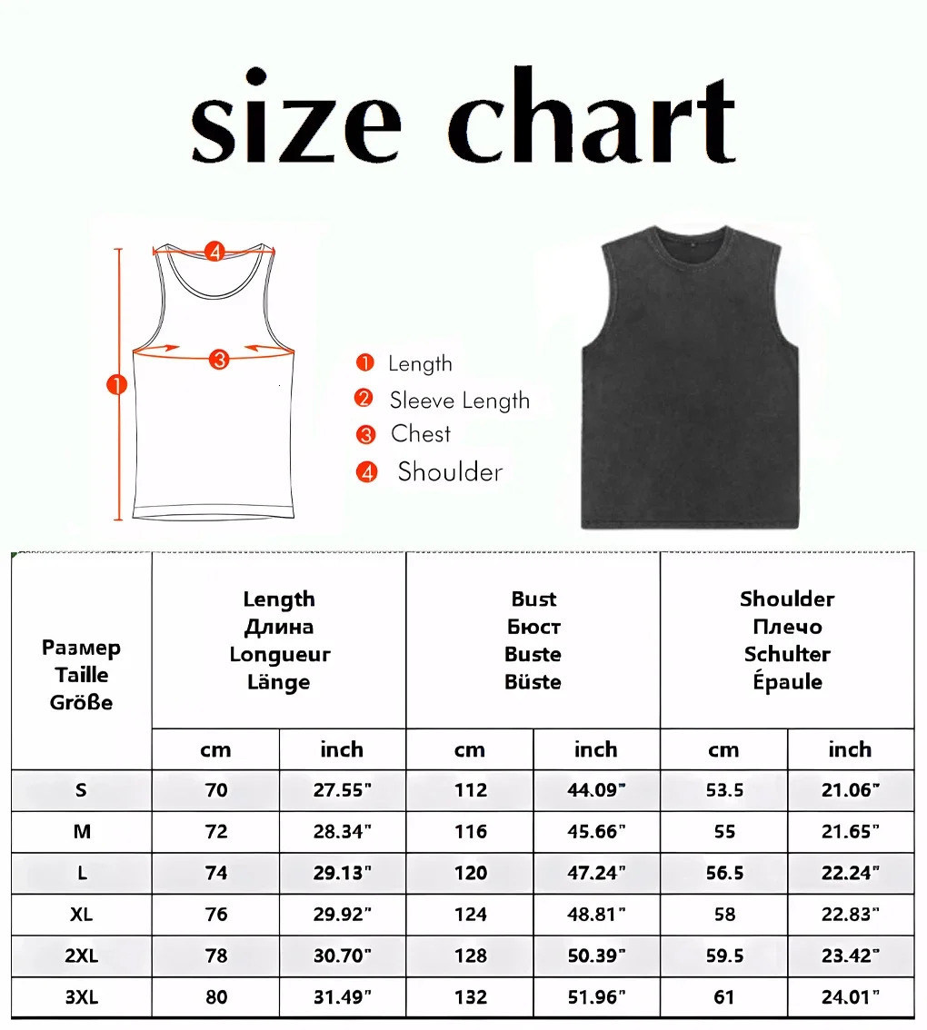 100% pure cotton retro vest Tshirt mens oversized washable top summer womens sleeveless short sleeved Y2K streetwear 250409