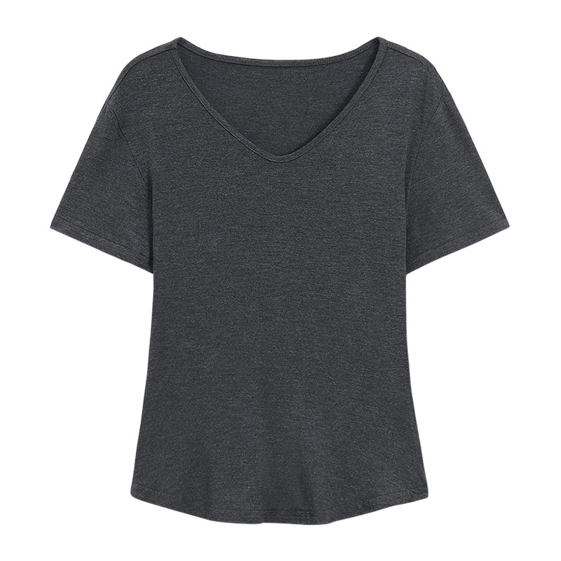 2025S Designer Women s T shirt V neck Short Sleeved Summer Women s Short Sleeved New Fashionable Solid Color Slim Fit Top Outdoor Casual Wear