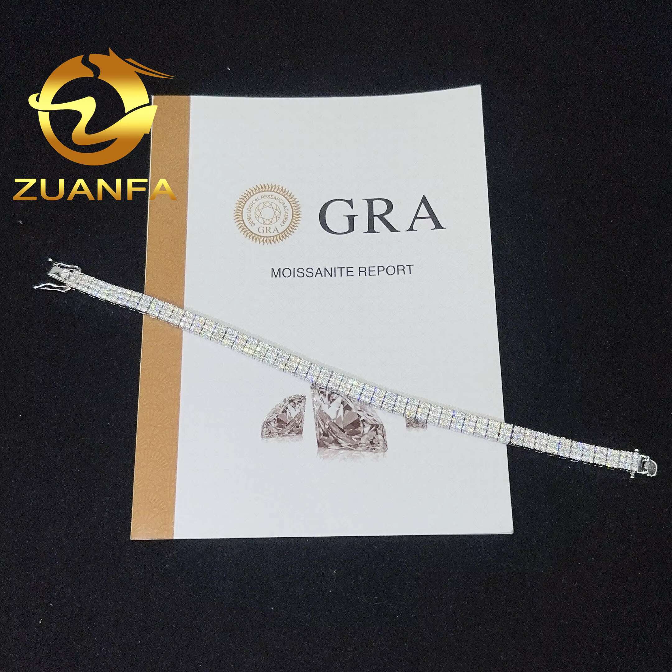 Factory Price 2mm 3Row Moissanite Tennis Necklace Silver 925 Tennis Bracelet Pass Diamond Tester Hip Hop Bracelet Ready Shipping