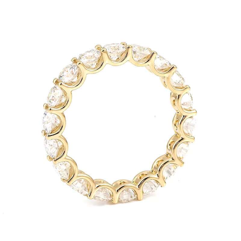 Redoors 3mm 0.1ct Round Brilliant Cut DEF Color Wholesales 10K Yellow Gold Moissanite Ring Band Wedding Band Provence Jewelry