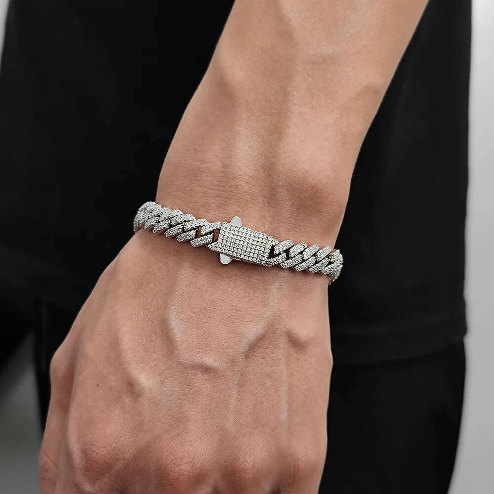 Wholesale 8Mm Hip Hop Jewelry 2 Rows Thin Cuban Link Chains Cubic Zirconia Iced Out Argenteous For Girl Cuban Necklaces Men