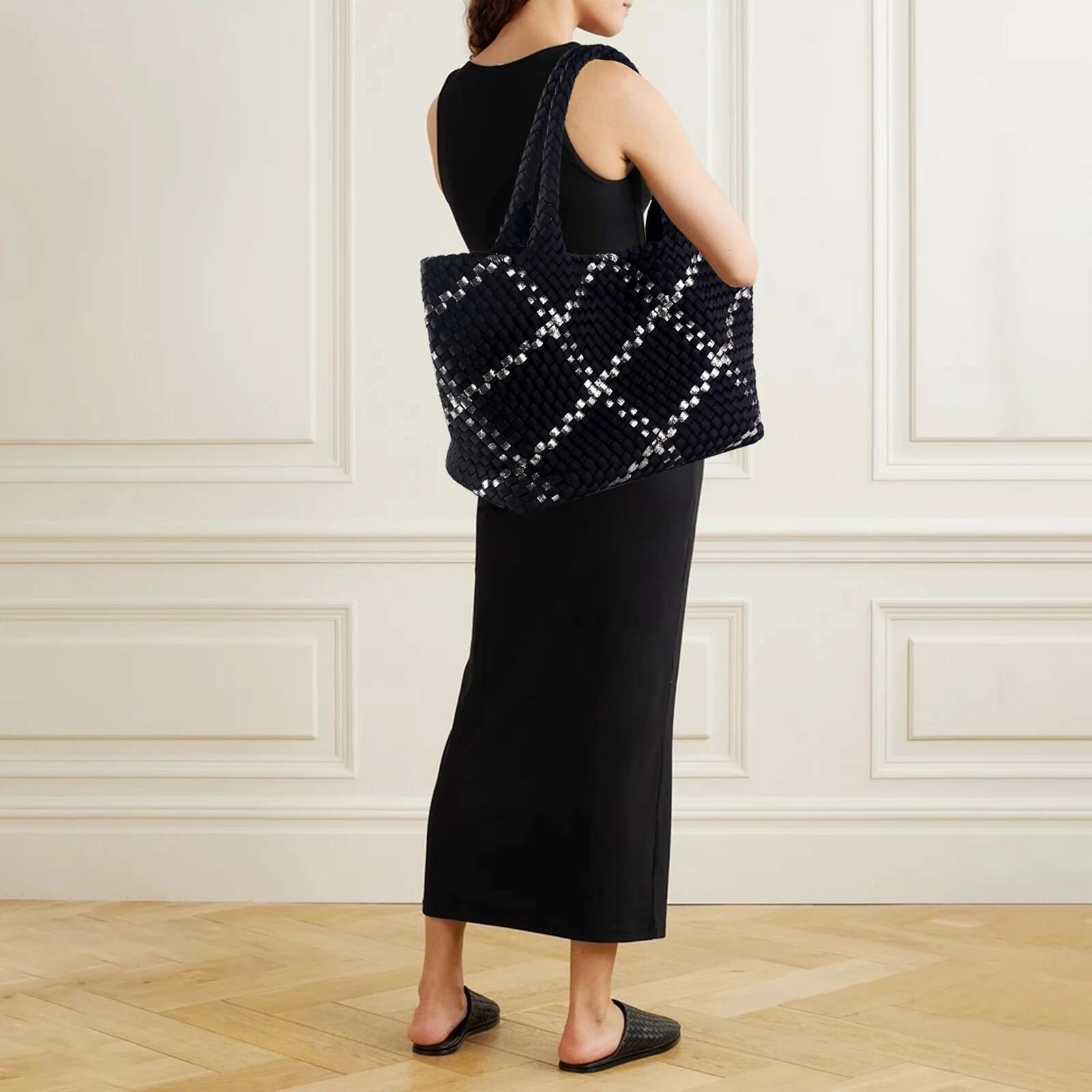 New Leisure Diving Cloth Woven Soft Texture Handmade Large Capacity Women's Handbag Shopping Travel Shoulder Bag Exquis