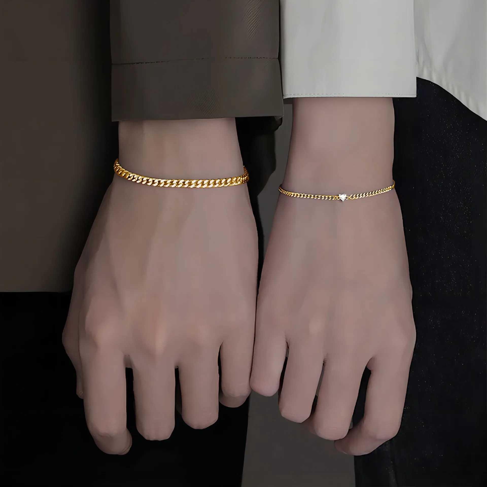 2-piece set Stainl steel Couple Bracelets For Wen Men Couple Bracelet Vntine Day Jewellery Gifts WholesC250408