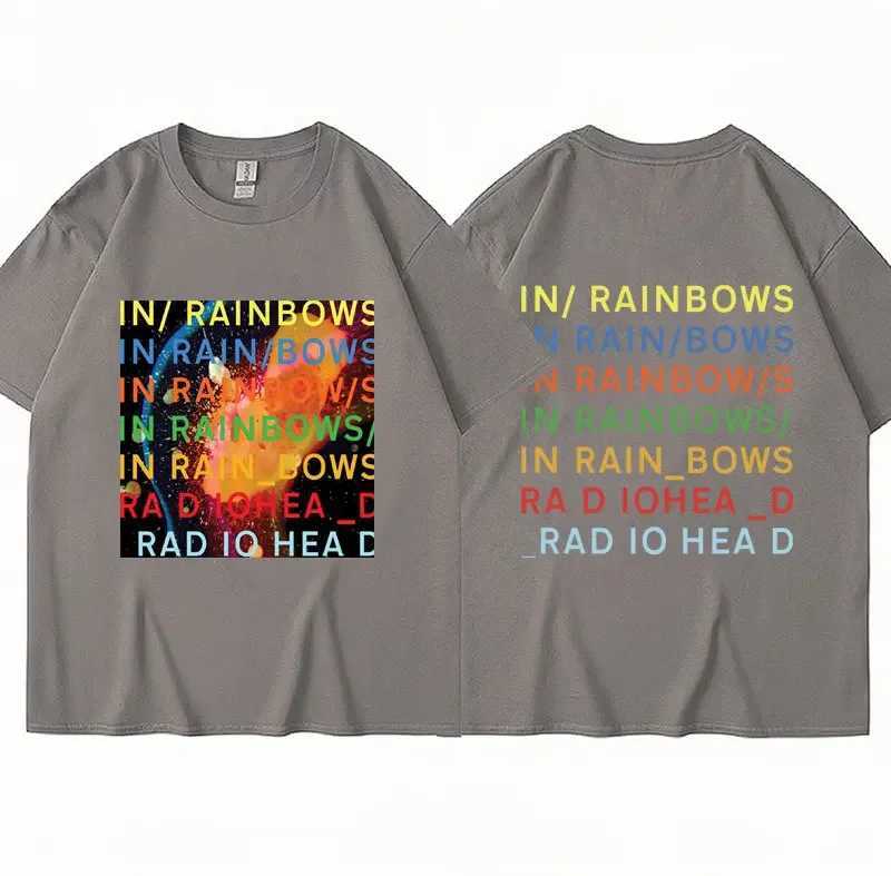 Rock band Radiohead graphic T-shirt music album Rainbow mens short sleeved hip-hop gothic punk oversized T-shirt streetwearXJ250409
