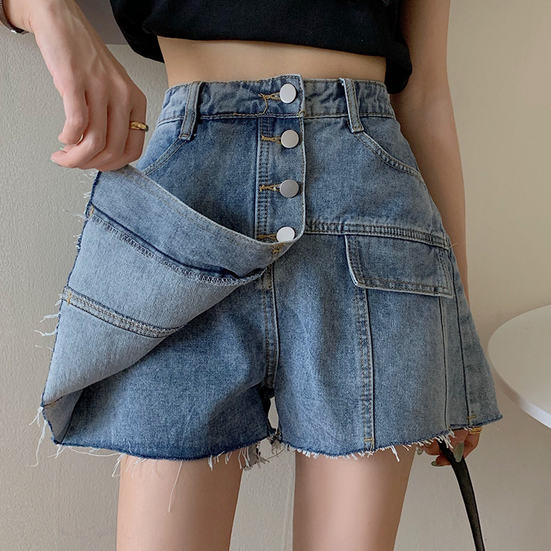 2025S Designer Shorts For Women Jeans Women S College Style Fake Two Wide Legs Loose Shorts Summer Skirts Fashion High Waist Word Style Beach Pants