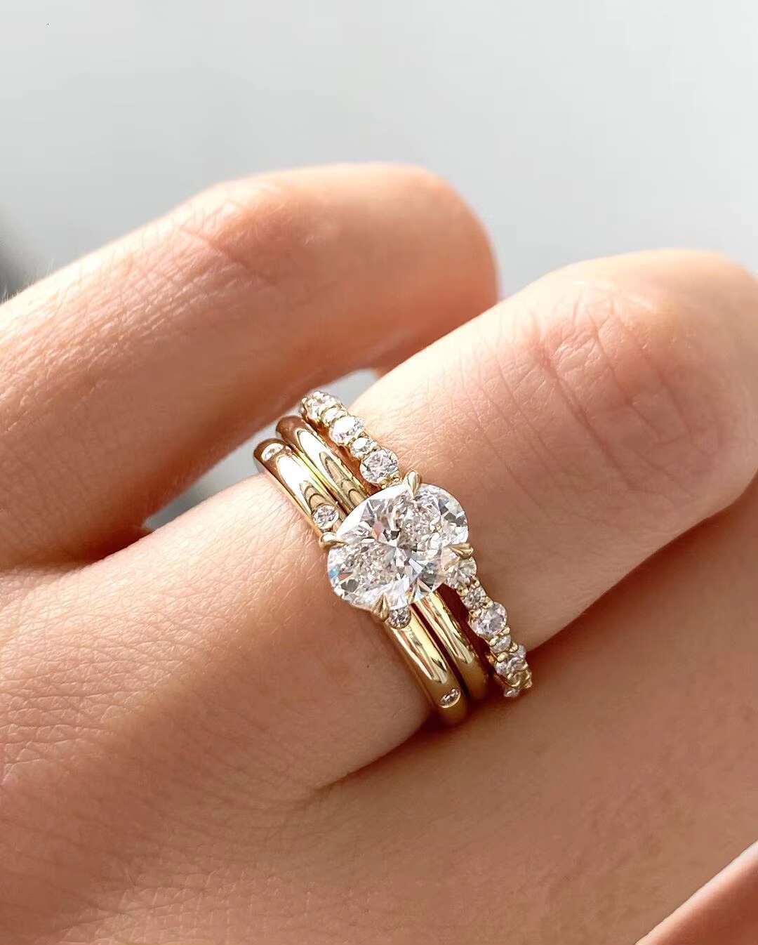 Eternity Rings Full Setting Moissanite 14k Gold Engagement Bands Stackable 2ct Diamond Solitaire Wedding Ring