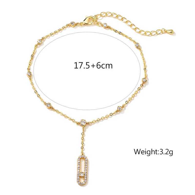 RAKOL Fashion Cubic Zirconia Geometric Pendant Anklets For Women INS 2023 Trendy Beach Accessories Hawaii Party Gift Jewelry Z250408