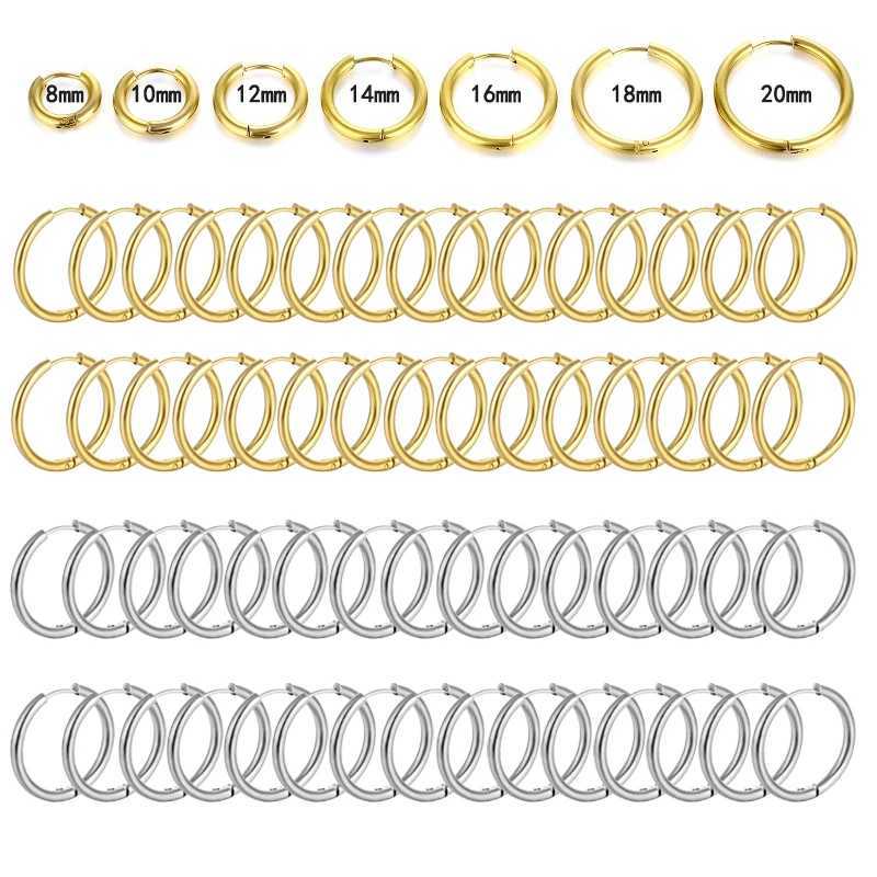 10/20Pcs Minimalist 316L Stainless Steel Small Hoop Earrings For Women Man Classic Round Earrings Fashion Ear Piercing Jewelry Z250408
