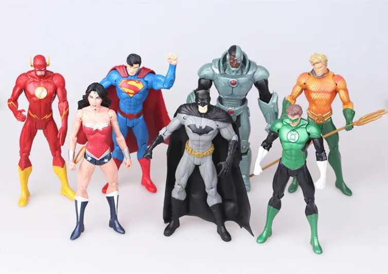 7 pieces/batch DC Justice League Flash Aquaman Superman Wonder Woman PVC action character collectible model toys X250409