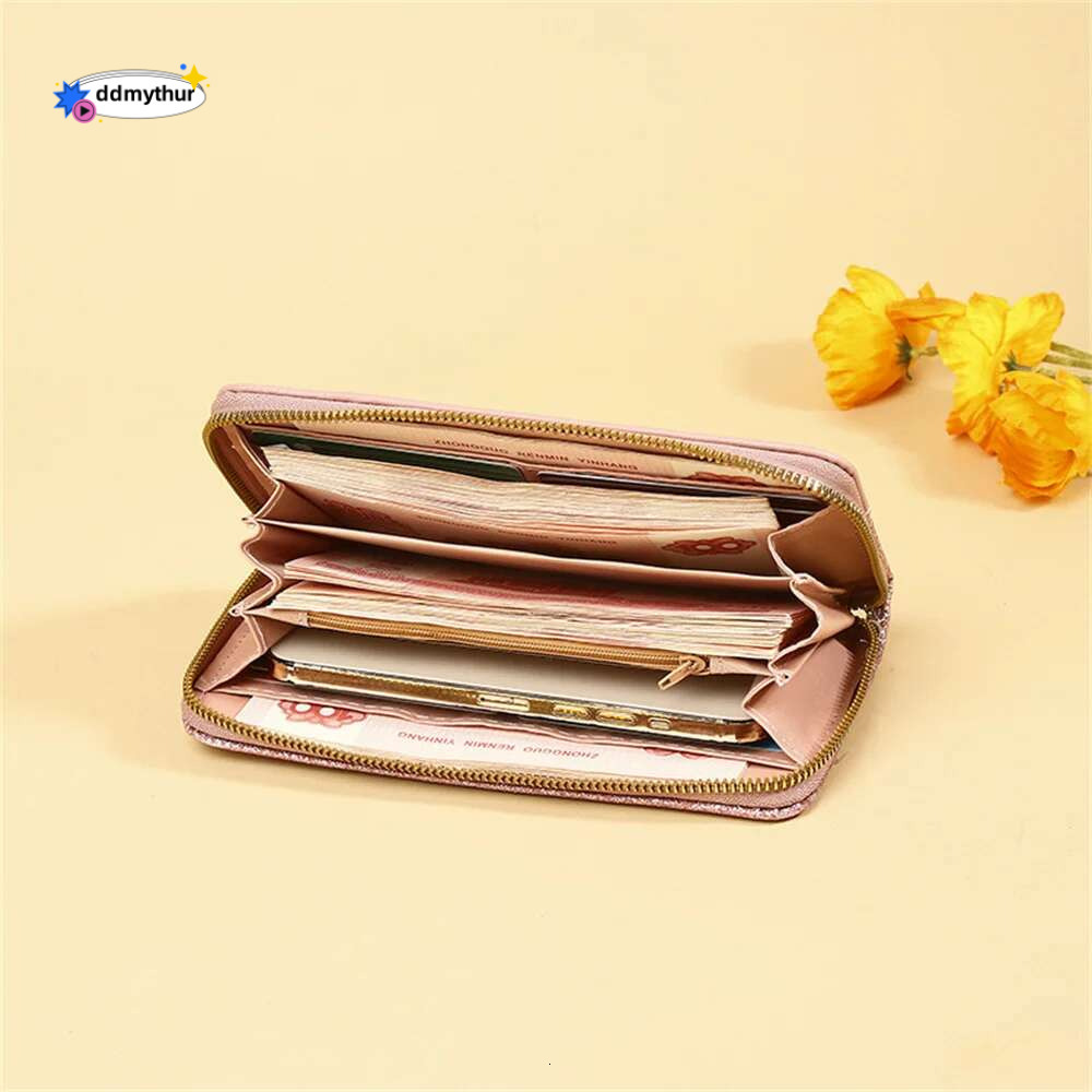 High Quality Women Glitter Wallet Rfid Anti-Theft Leather Wallets Long Zipper Large Ladies Clutch Bag Female Purse Card Holder ddmythur
