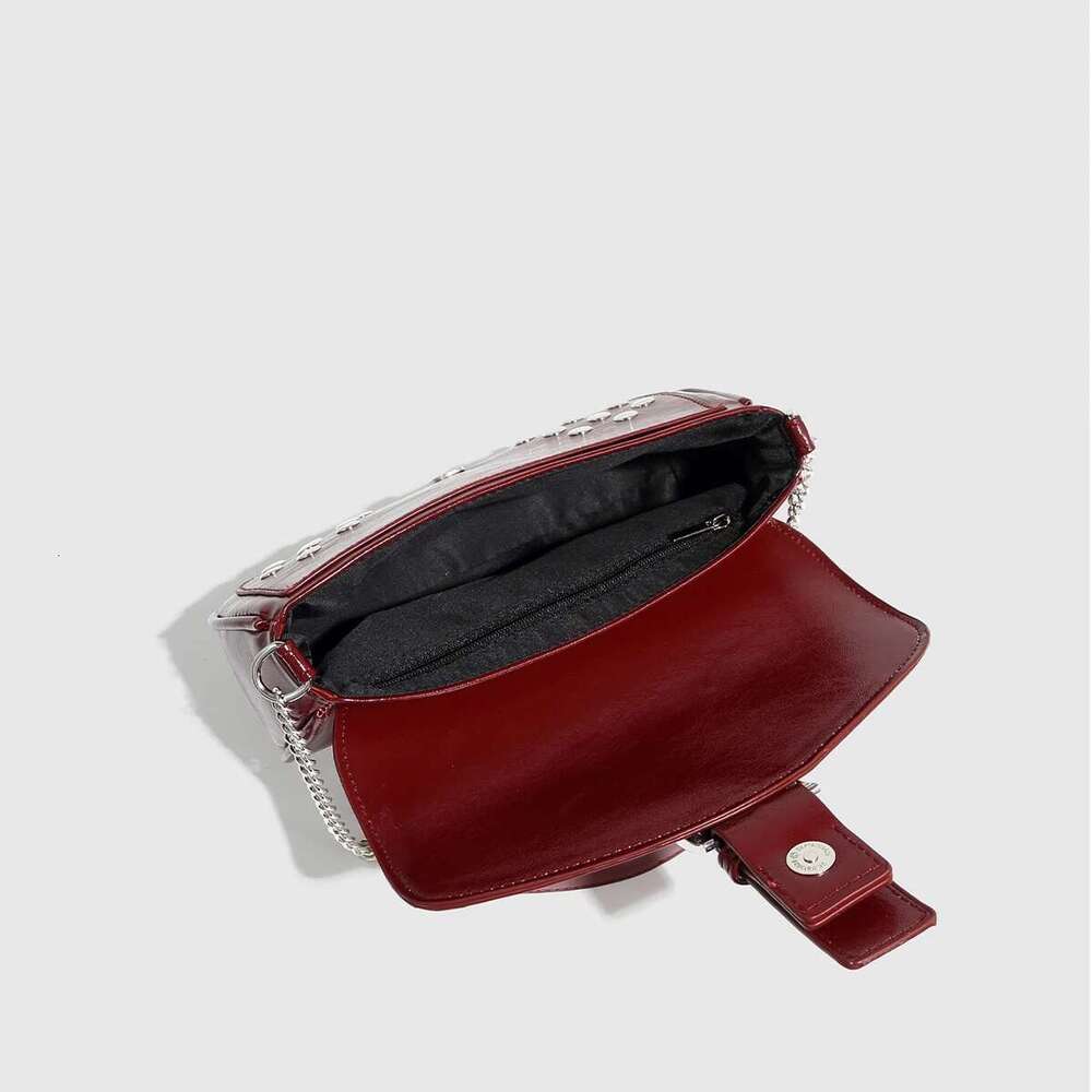 2025 Fashion Rivet Punk Style Chain Square Bag,Tortoiseshell Hundred Saddle Bag,Pu Small Fragrance Shoulder Bag