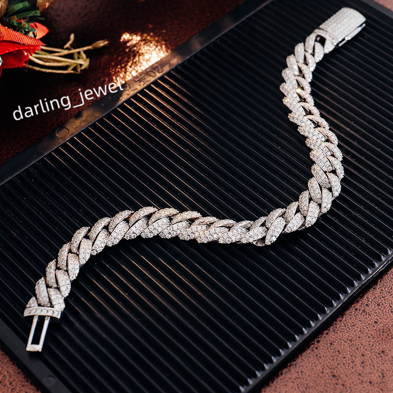 Miami Cuban Link 7-9 Inches Moissanite Diamond Chains Cuban Link Bracelet 925 Moissanite Chain Iced Out Jewelry Bracelet Men