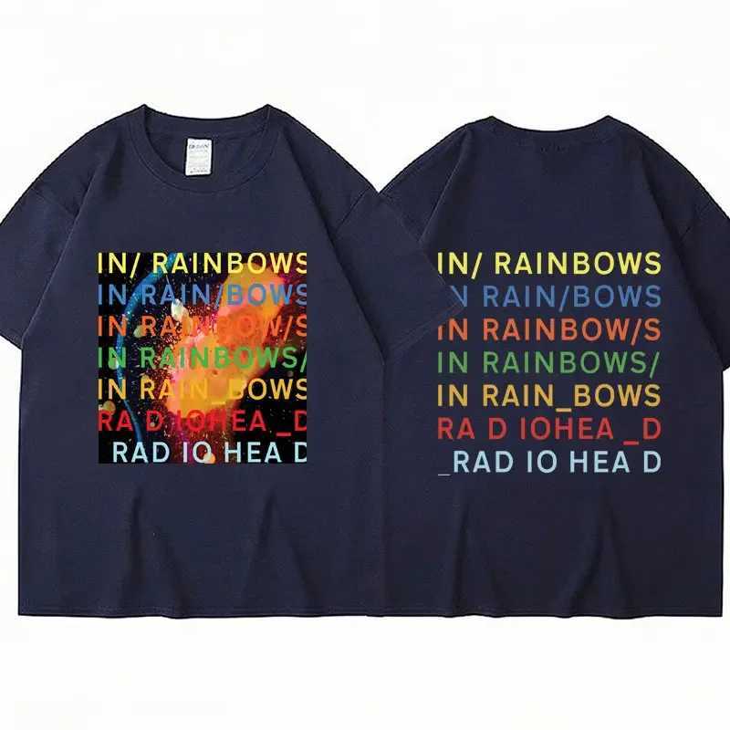Rock band Radiohead graphic T-shirt music album Rainbow mens short sleeved hip-hop gothic punk oversized T-shirt streetwearXJ250409