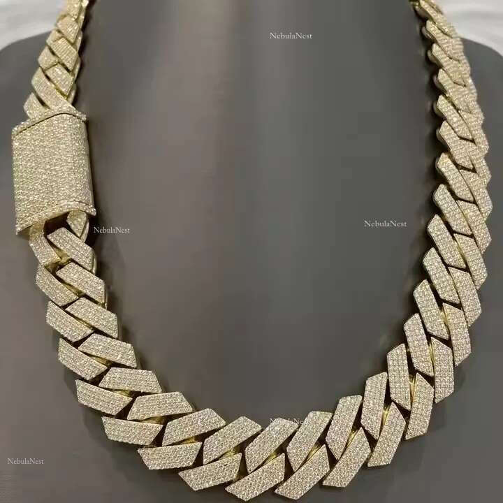 20mm Real man necklace VVS Moissanite Dia Cuban Chain Fast transport sterg sier chain
