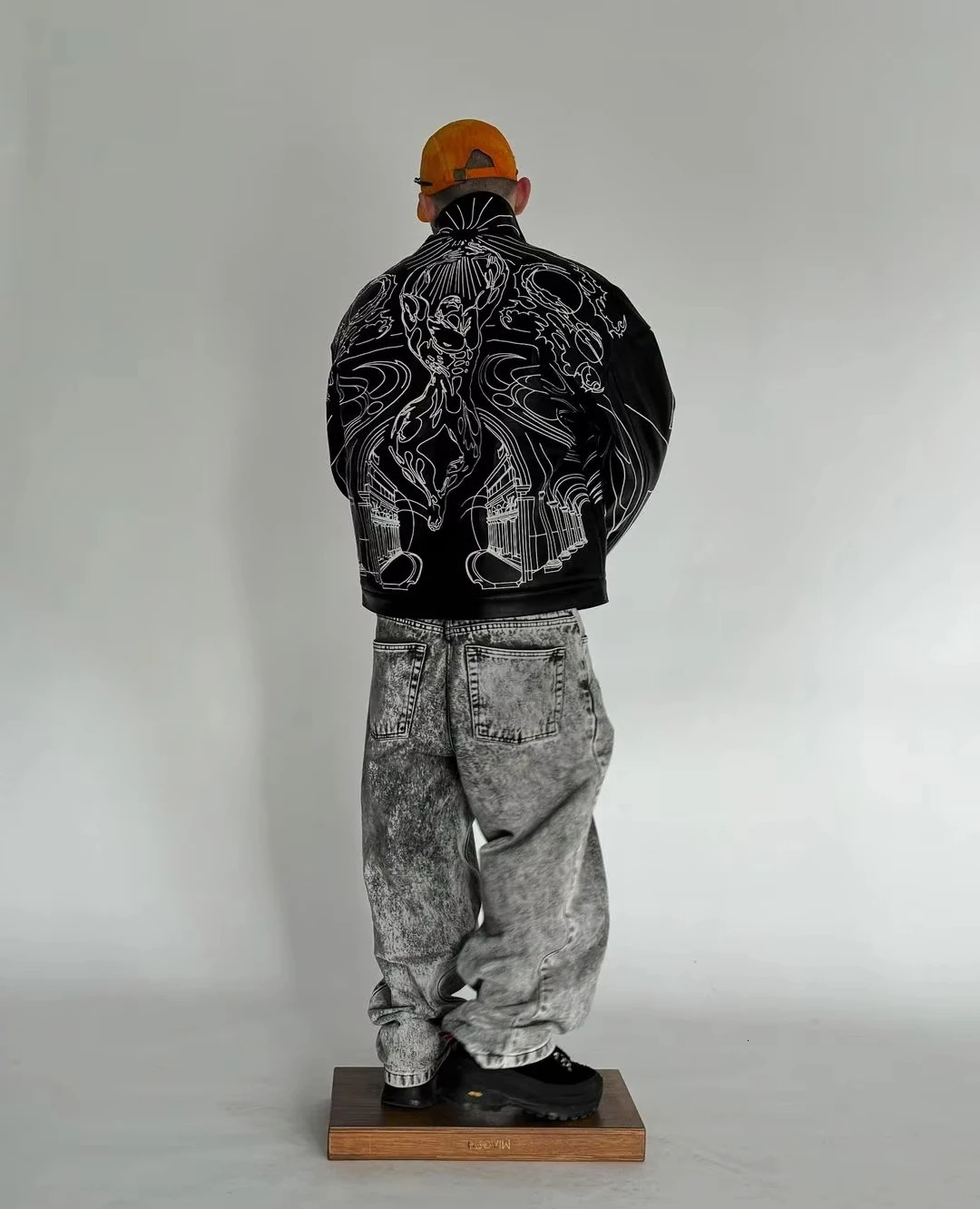 Streetwear retro leather jacket Y2K zipper jacket mens hip-hop rock retro graphic oversized jacket casual clothing 250408