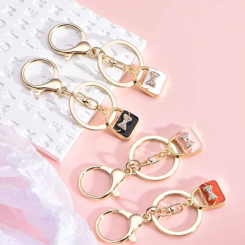 Xiaojingling Fashion Womens Wear Crystal Water Diamond Bow Bag Charm Keychain Bag StudioXJ250409