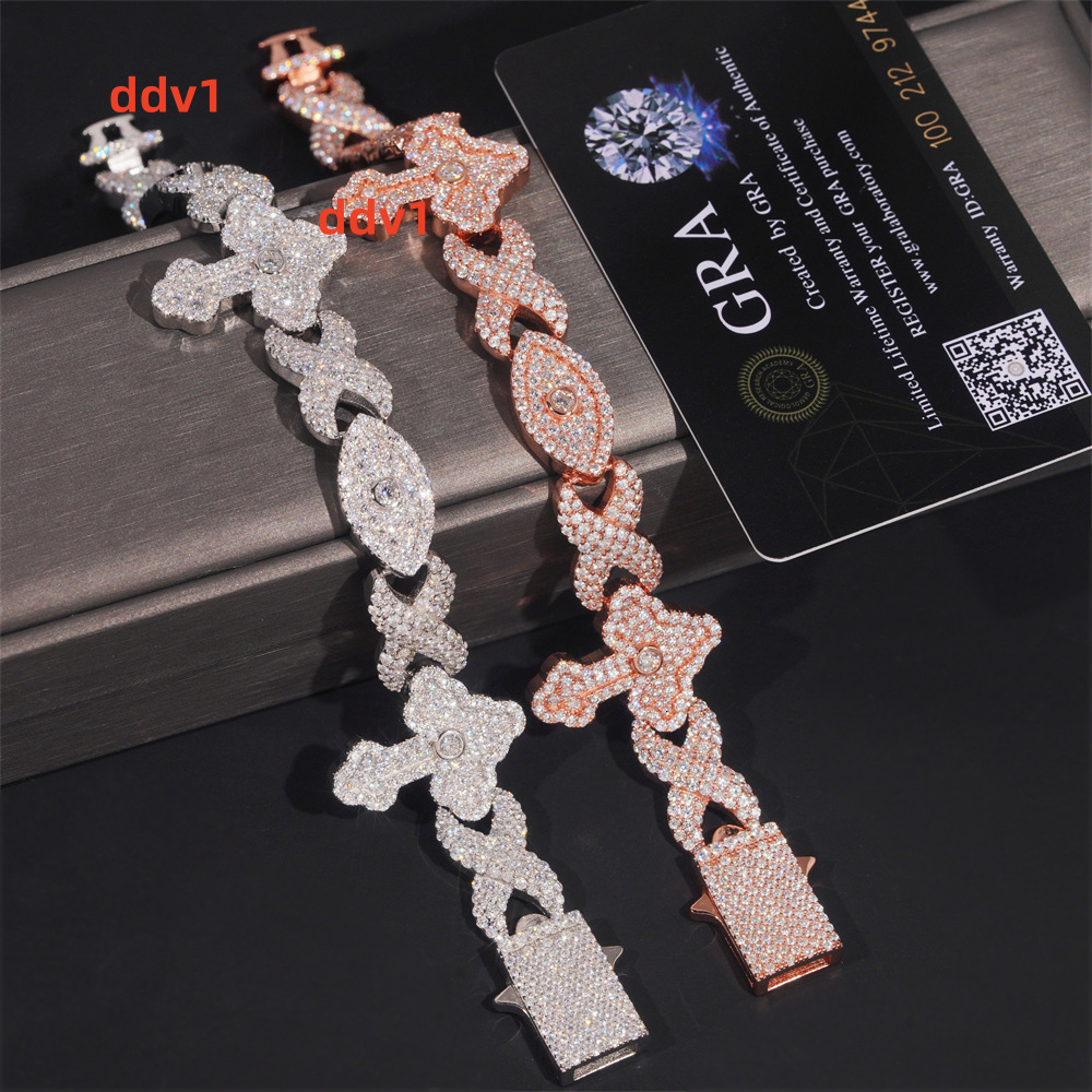 Wholesale Price 925 Moissanite Infinity Cross Bracelet Iced Out Men Jewelry Cross Cuban Link Bracelets Moissanite Cuban Bracelet