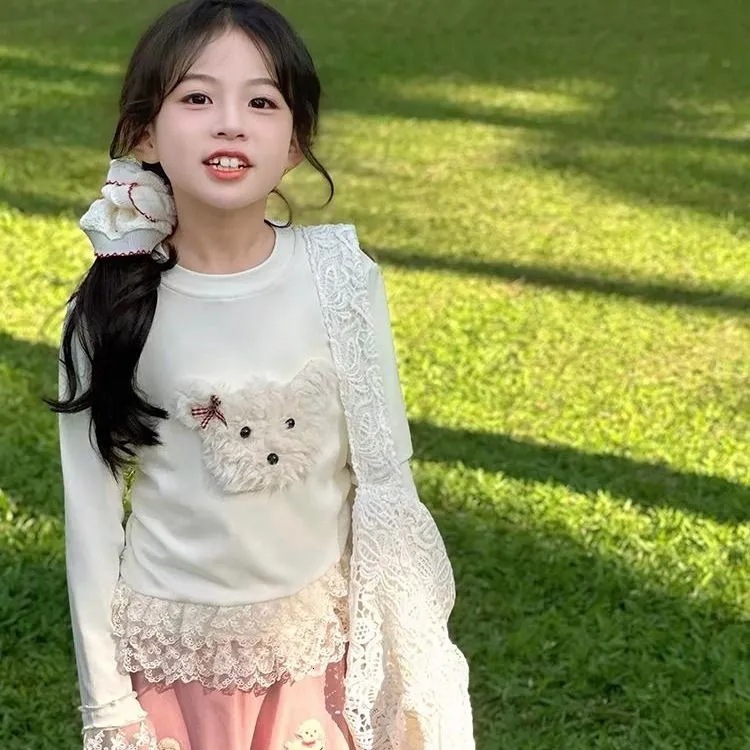 Ddmyshoesvip Girl S T Shirt Long Sleeved Outfit New Style Girls Autumn Sweet Lace Children S Top Trend For Babies In Spring And Autumn