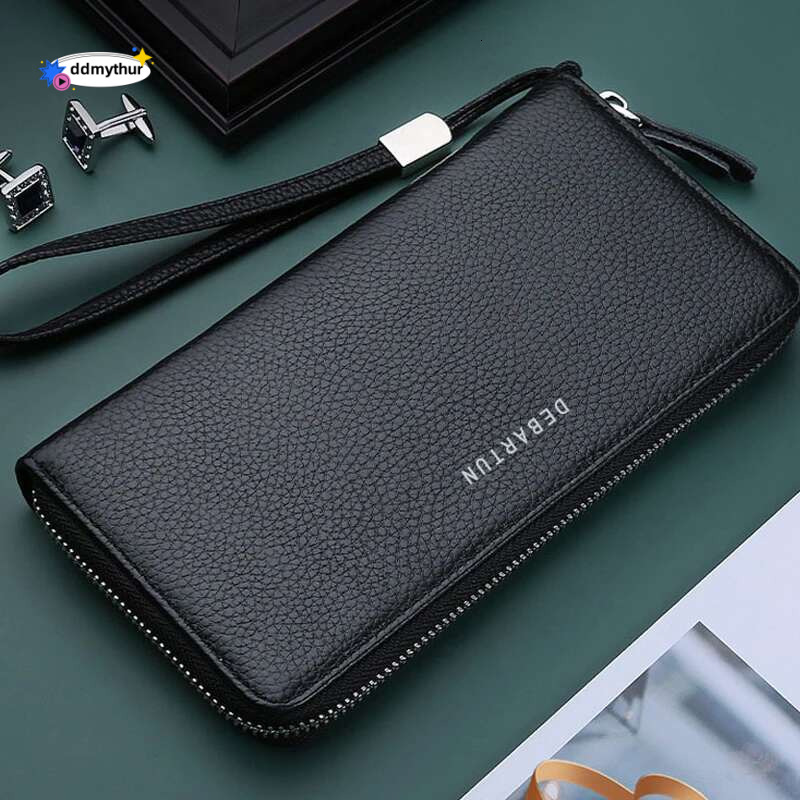 New Color Mens Long Wallet for Men RFID Blocking Clutch Organizer Zipper Leather Business ID Credit Card Holder Purse ddmythur