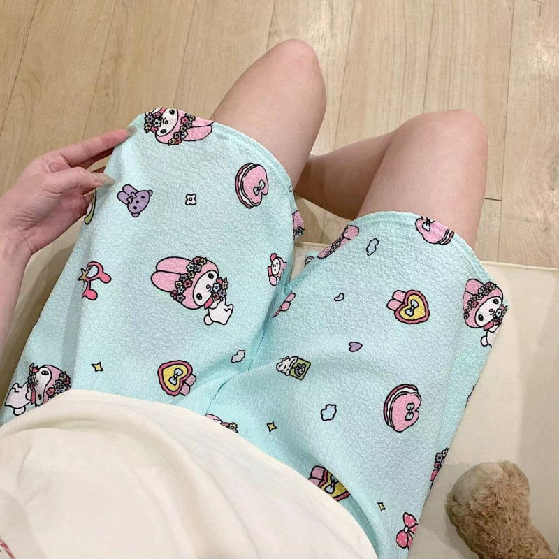 2025 New Designer Shorts Summer Thin Girls Sleeping Loose Casual Cropped Pants, New Printed Cartoon Home Cute Internet Celebrity Shorts
