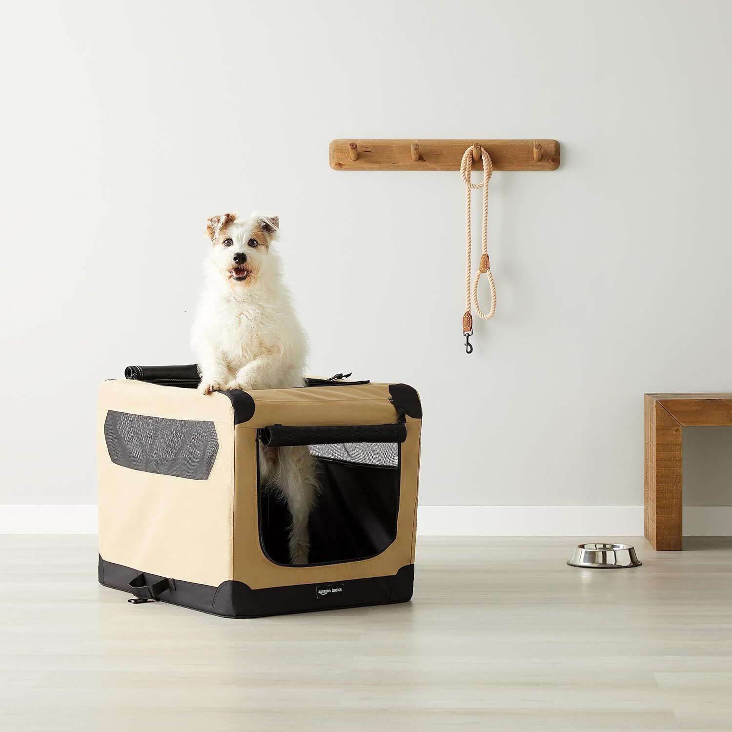 amazon basics 2door portable soft edge folding dog travel case dog nest medium m 30 x 21 x 21 inches brown
