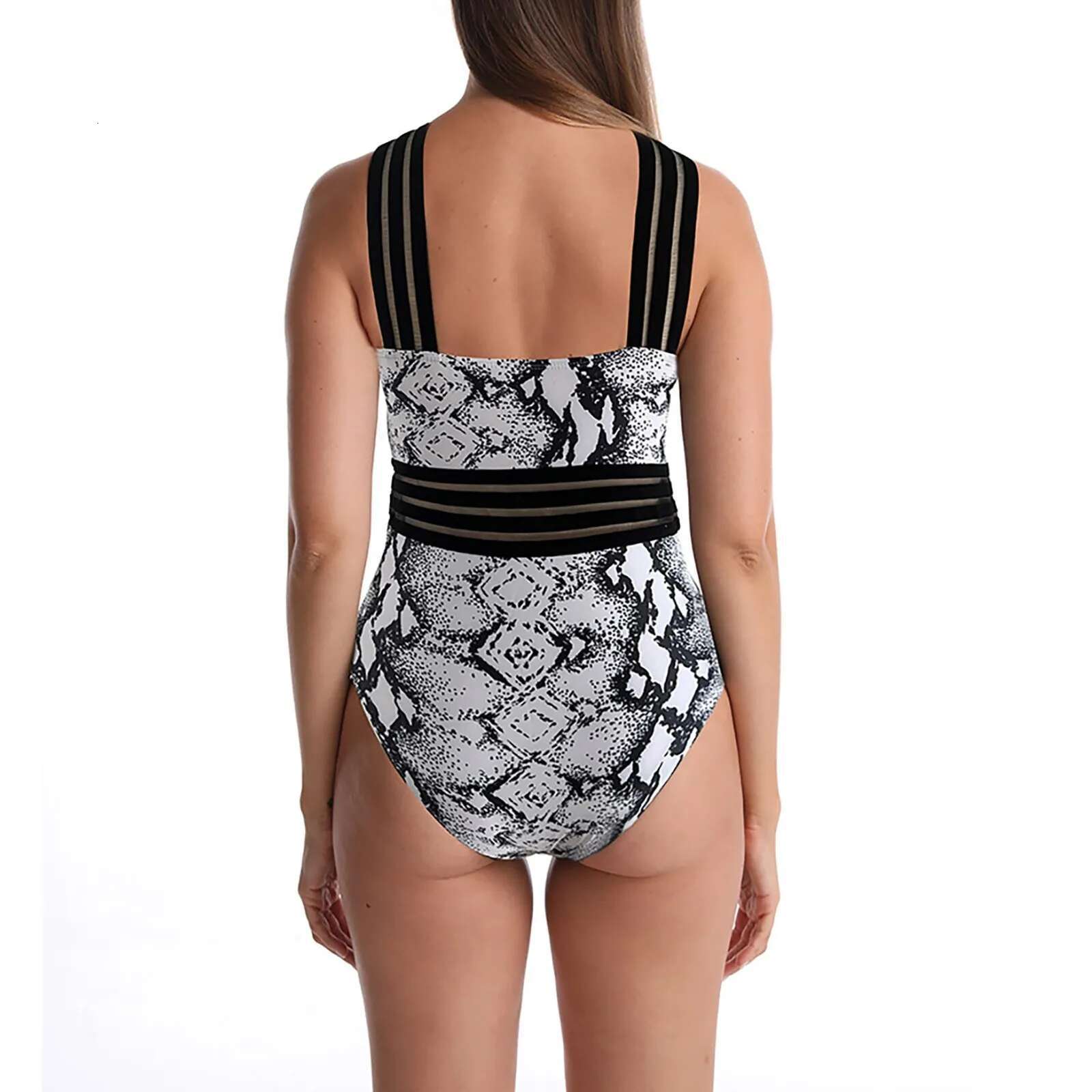 Dongdumaoyi Women Bodysuit Swimsuits Summer One Piece Swimwear For Lady High Neck Bandage Cross Back Padded Up Swimming Suit