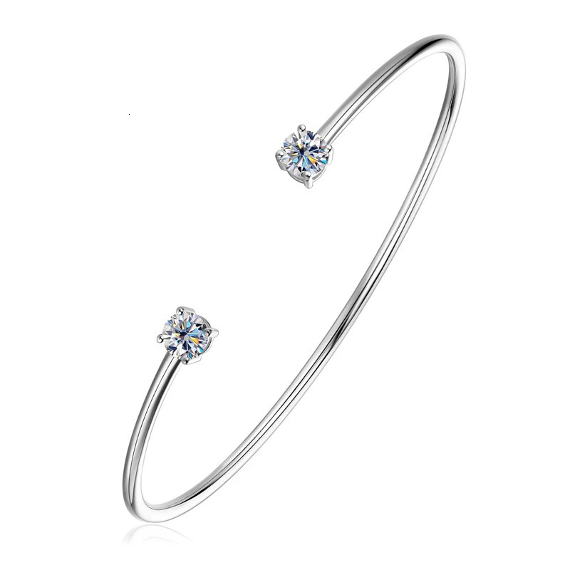 IOGOU 5mm 0.5ct D Diamond Cuff Bangle for Women Wedding Bracelet Real Silver 925 Open Bangle Engagement Fine Jewelry 250408