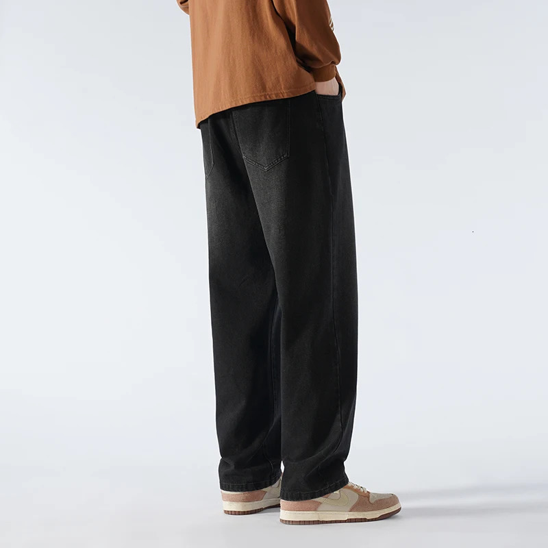 Mens straight leg elastic waist denim pants with a length of 115 110cm mens ultra long 190cm and 200cm ultra-thin youth pants 250408