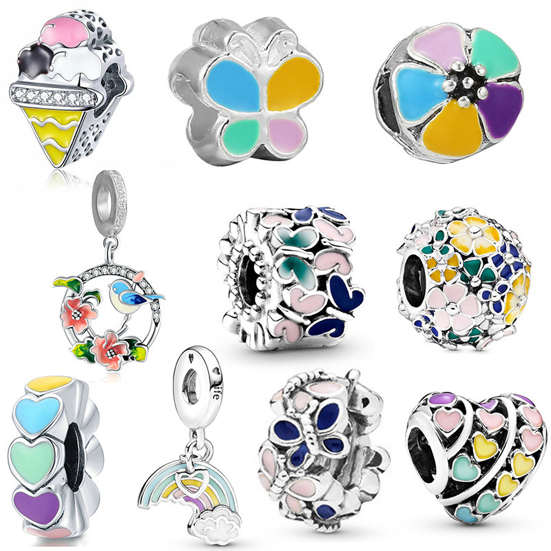 Beautiful 925 Sterling Silver Plated Lollipop Unicors Hot Air Balloons ,Motorcycles Pendant Beads Fit Bracelet Necklaces Romantic Date Gift for Girlfr
